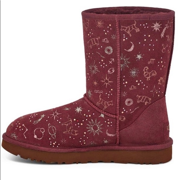 NIB-Ugg Grape Zodiac Short Suede Sheepskin Boots - Picture 8 of 16